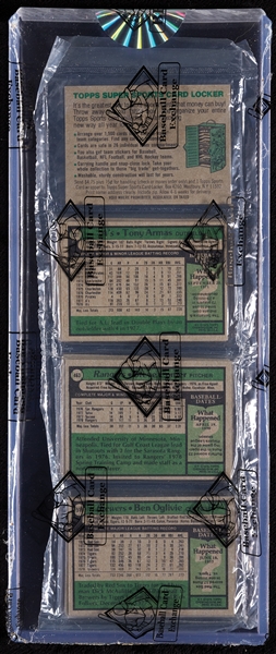 1979 Topps Baseball Rack Pack - Ozzie Smith RC Top (BBCE)