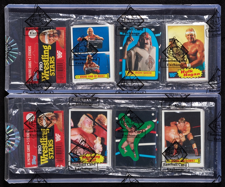 1985 Topps WWF Rack Packs Pair - Both with Hulk Hogan RCs Showing (BBCE) (2)