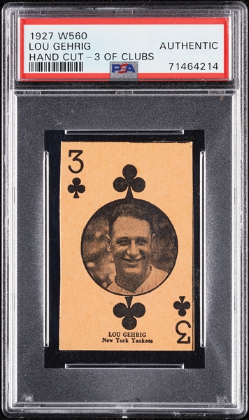 1927 W560 Lou Gehrig 3 of Clubs PSA Authentic