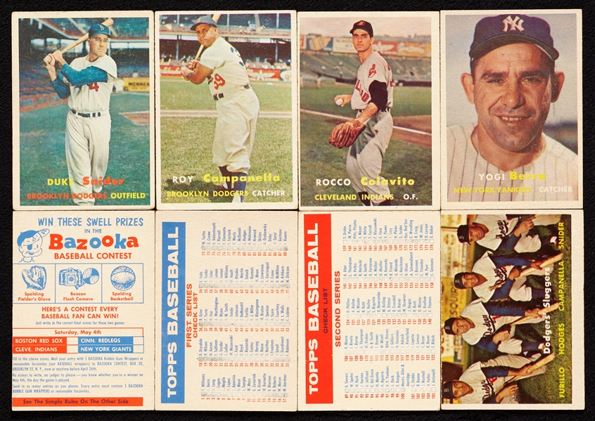 1957 Topps Baseball Complete Set With Extras, Four Slabs (437)