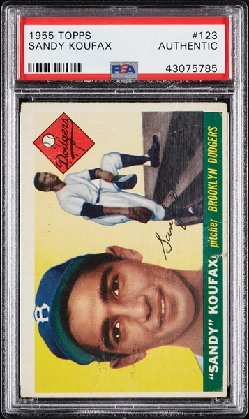 1955 Topps Sandy Koufax RC No. 123 PSA Authentic