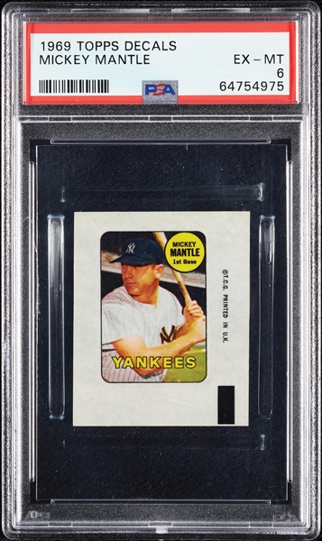 1969 Topps Decals Mickey Mantle PSA 6