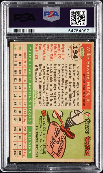 1955 Topps Willie Mays No. 194 PSA 3