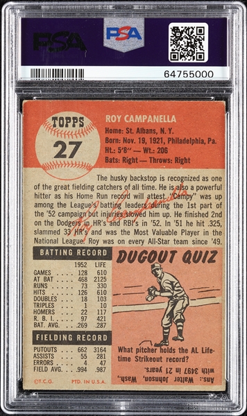 1953 Topps Roy Campanella No. 27 PSA 3