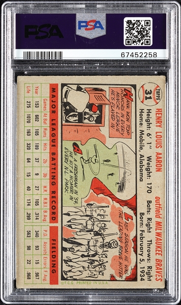1956 Topps Hank Aaron No. 31 PSA 1.5