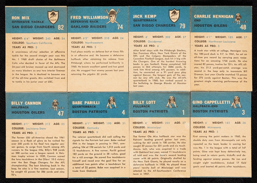 1962 Fleer Football Partial Set (70/88)
