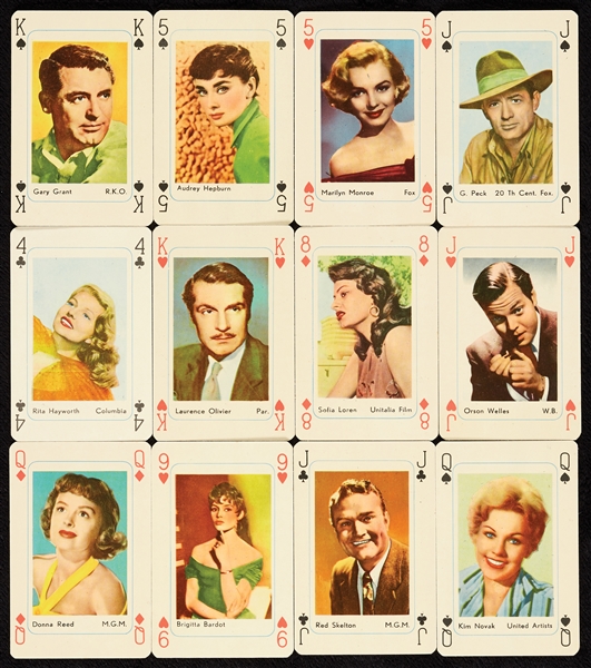 1959 Maple Leaf Playing Cards Hollywood Stars R778-1 Near Set (52)