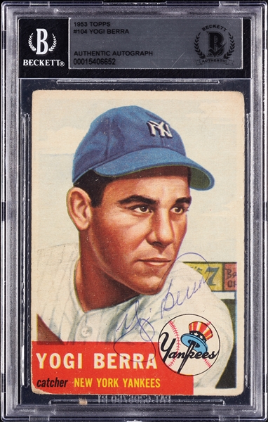 Yogi Berra Signed 1953 Topps No. 104 (BAS)
