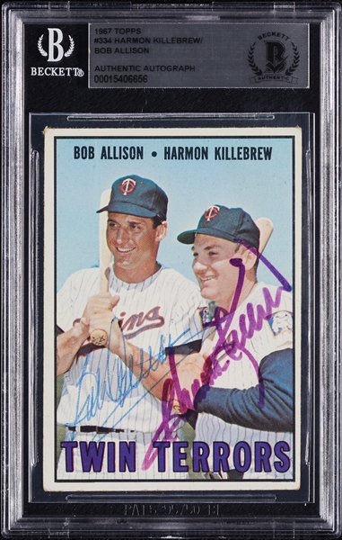 Bob Allison & Harmon Killebrew Signed 1967 Topps No. 334 (BAS)