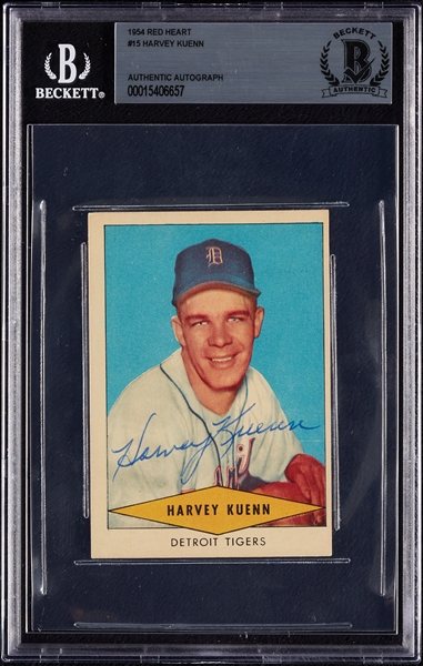 Harvey Kuenn Signed 1954 Red Heart (BAS)