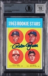 Pete Rose Signed 1963 Topps Reprint RC (Graded BAS 10)