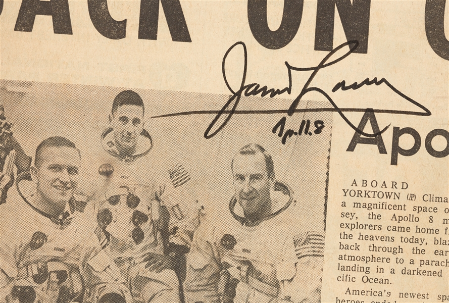 James Lovell Signed Back On Good Earth Newspaper (Dec. 27, 1968) (PSA/DNA)