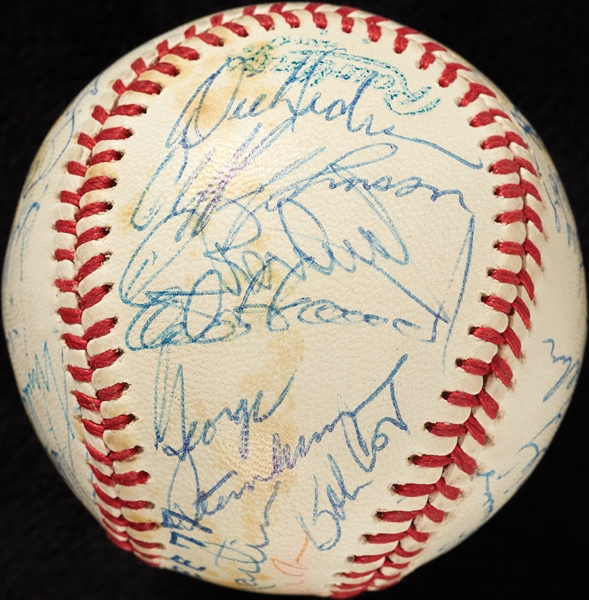 1977 New York Yankees World Champs Team-Signed OAL Baseball with George Steinbrenner (PSA/DNA)