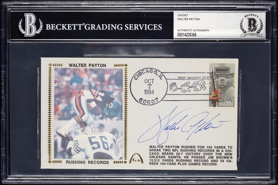 Walter Payton Signed First Day Cover (BAS)