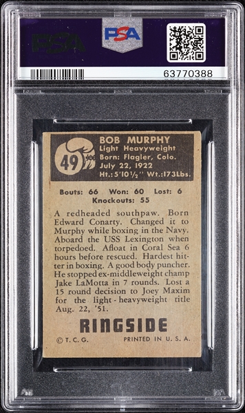 1951 Topps Ringside Bob Murphy SP No. 49 PSA 5