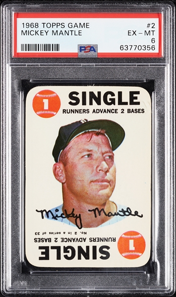 1968 Topps Game Mickey Mantle No. 2 PSA 6