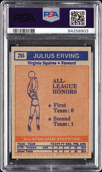 1972 Topps Julius Erving All-Star No. 255 PSA 7