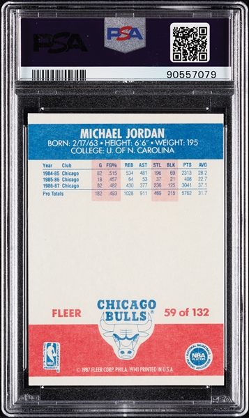 1987 Fleer Michael Jordan No. 59 PSA 8