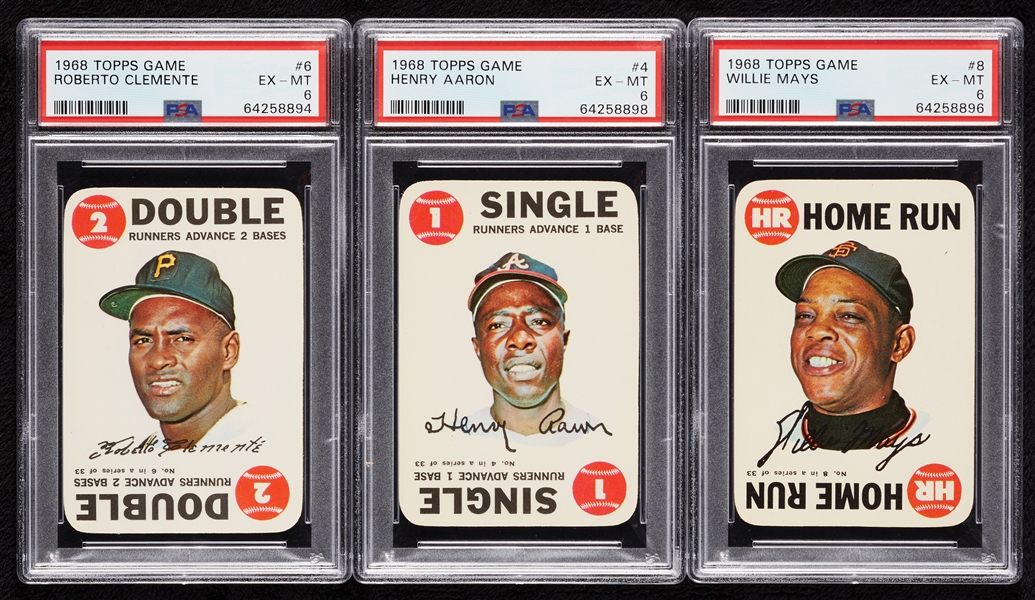 1968 Topps Game Clemente, Aaron & Mays PSA 6 Trio (3)