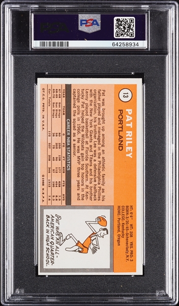 1970 Topps Pat Riley RC No. 13 PSA 8 (Only 10 Graded Higher!)