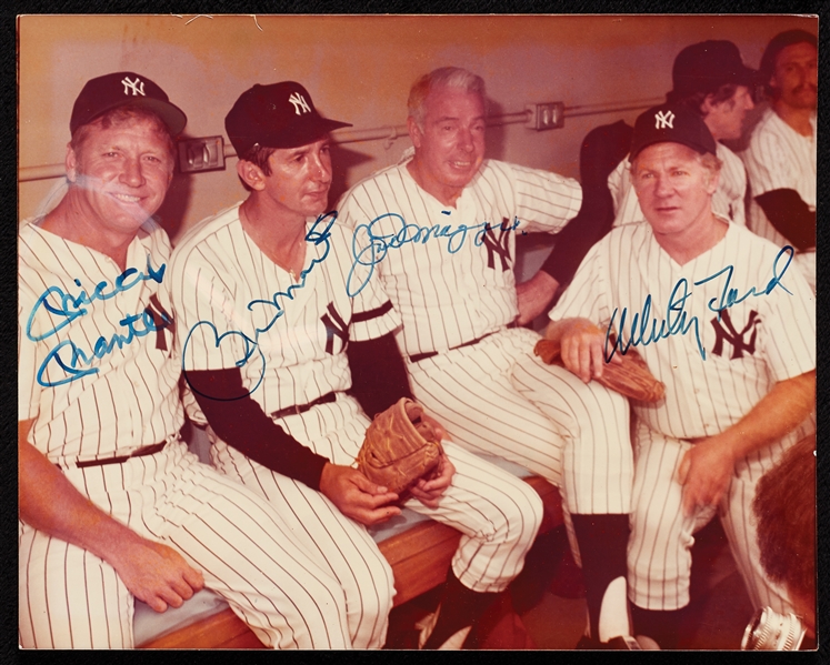 Mickey Mantle, Billy Martin, Joe DiMaggio & Whitey Ford Signed 8x10 Photo (PSA/DNA) 