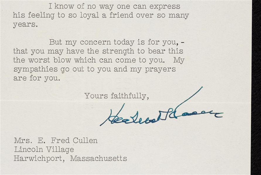 Herbert Hoover Signed Typed Letter (1960) (JSA)