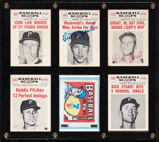 Signed 1961 Nu-Card Baseball Scoops Pirates Group (5)
