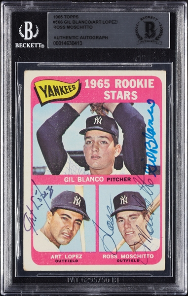 Complete Signed 1965 Topps Yankees Rookies No. 566 (BAS)