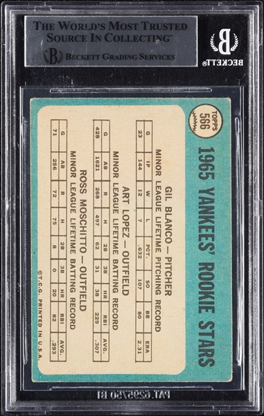 Complete Signed 1965 Topps Yankees Rookies No. 566 (BAS)