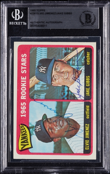 Jake Gibbs & Elvio Jimenez Signed 1965 Topps Yankees Rookie Stars No. 226 (BAS)