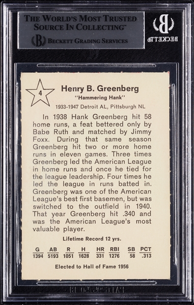 Hank Greenberg Signed 1961 Golden Press No. 4 (BAS)