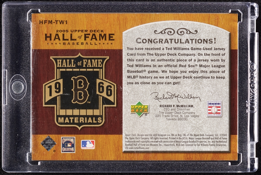 2005 Upper Deck Hall of Fame Ted Williams Hall of Fame Materials Jersey (5/5)