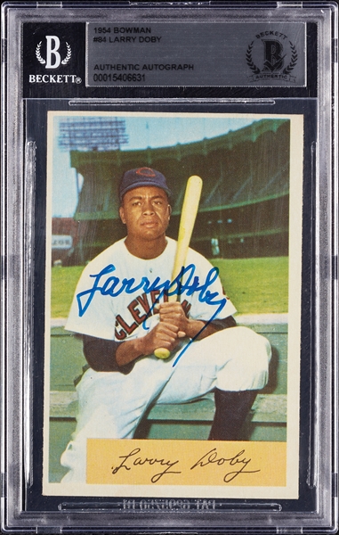 Larry Doby Signed 1954 Bowman No. 84 (BAS)