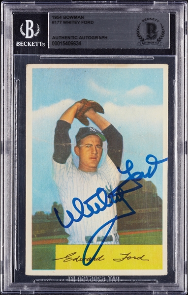 Whitey Ford Signed 1954 Bowman No. 177 (BAS)