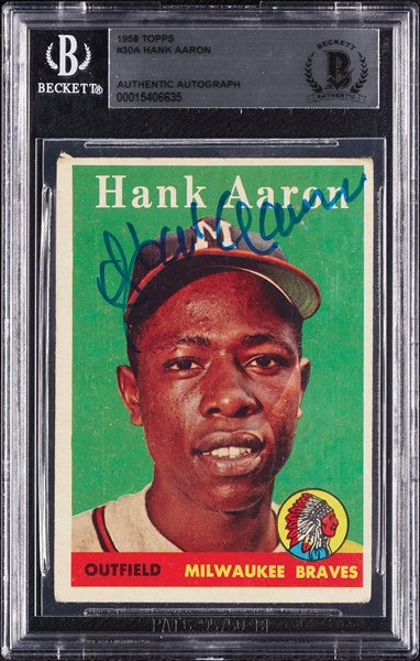 Hank Aaron Signed 1958 Topps No. 30 (BAS)