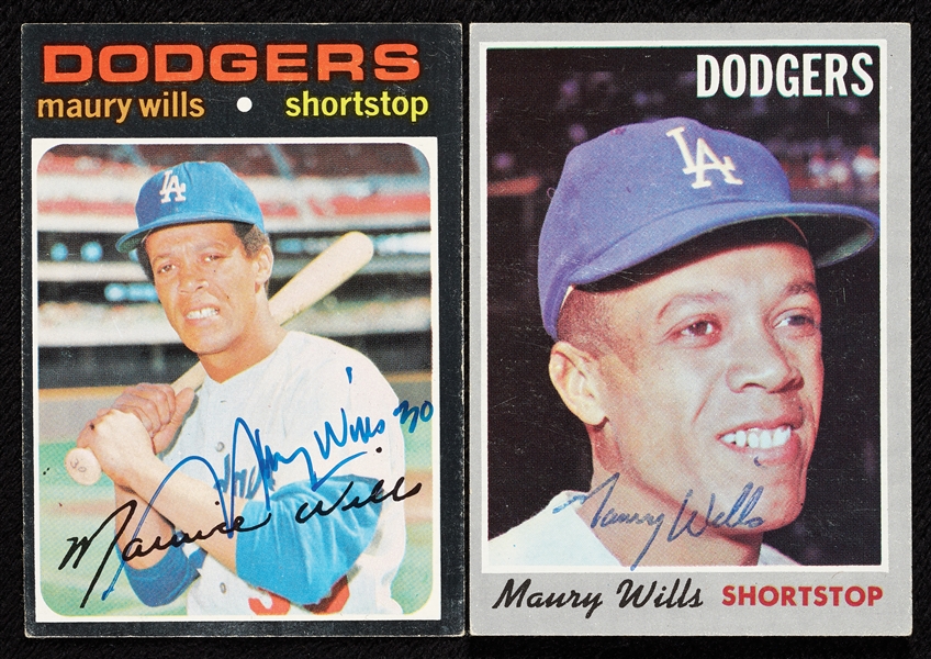 Maury Wills Signed 1970 & 1971 Topps Pair (2)