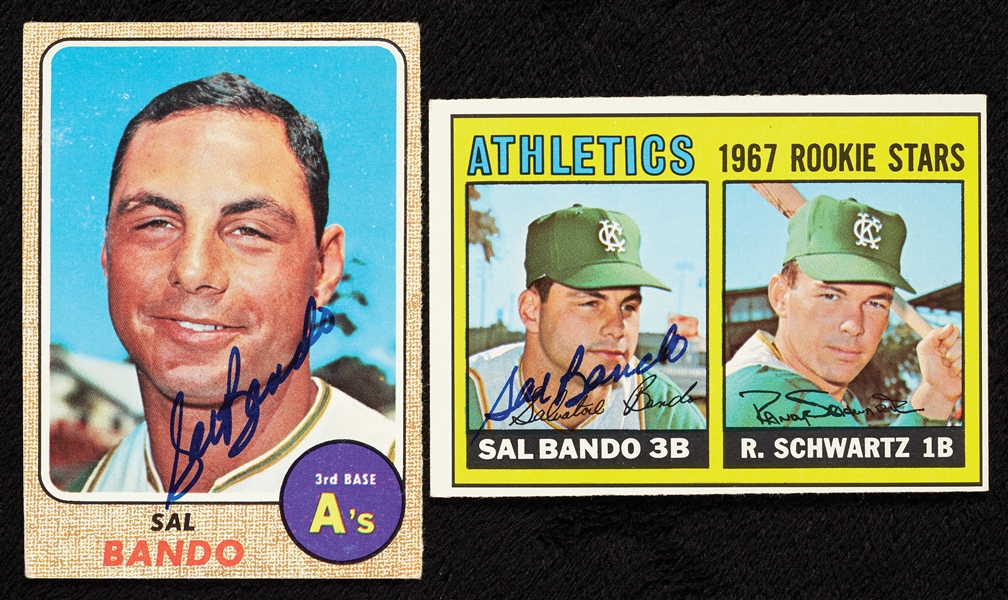 Sal Bando Signed 1967 & 1968 Topps Pair (2)