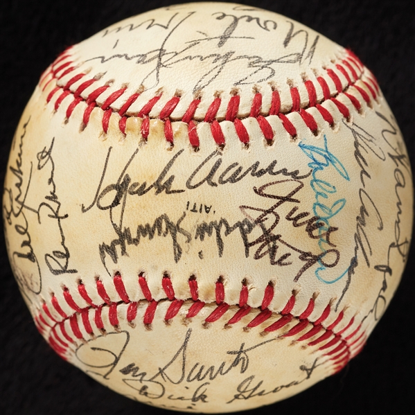 HOFer and Old Timers Multi-Signed Baseball with Aaron & Mays (BAS)