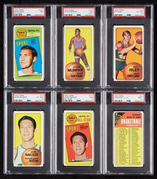 1970 Topps Basketball High-Grade Group, HOFers, Rookies and Stars, Seven Slabs (44)