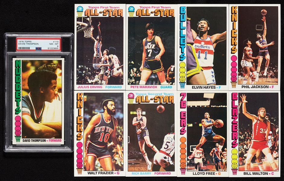 1976 Topps Basketball High-Grade Near Set, PSA 8 Thompson Rookie (136/144)