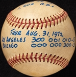 Ron Santo Career RBI No. 1202 Game-Used Baseball (8/31/72) 