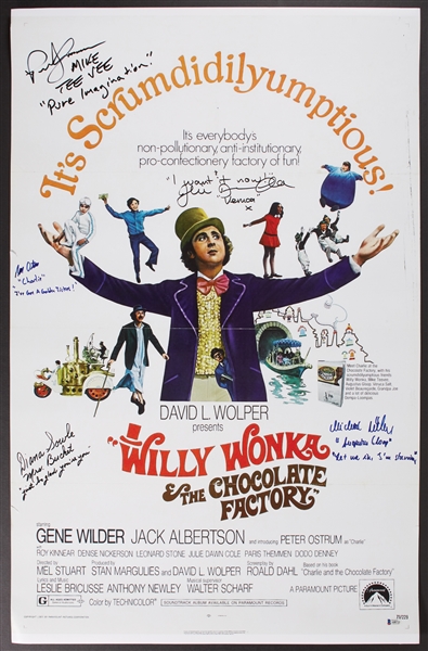 Willie Wonka & The Chocolate Factory Cast-Signed Movie Poster (BAS)