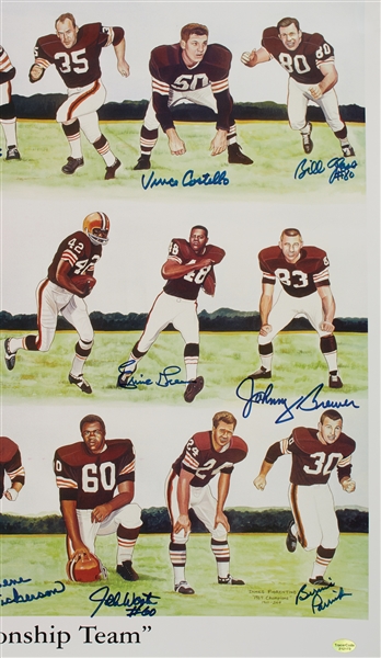 1964 Cleveland Browns Litho Signed by 20 with Jim Brown, Hickerson