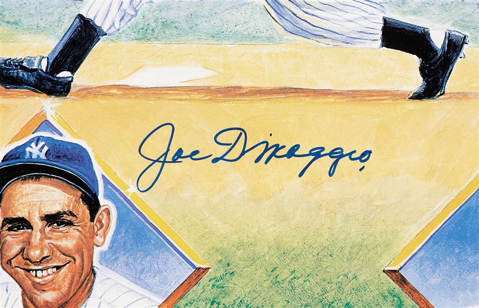 Joe DiMaggio Signed Ron Lewis Yankee Legends Poster (UDA) (BAS)