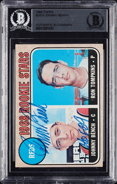 Johnny Bench Signed 1968 Topps RC No. 247 (BAS)