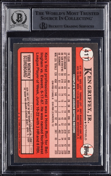 Ken Griffey Jr. Signed 1989 Topps Traded RC No. 41T (Graded BAS 10)