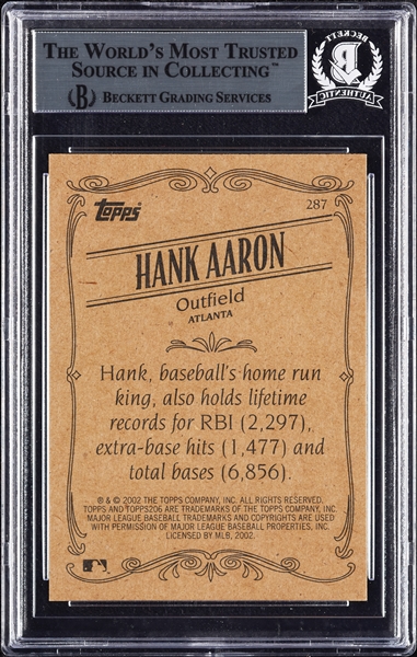 Hank Aaron Signed 2002 Topps 206 No. 287B (BAS)