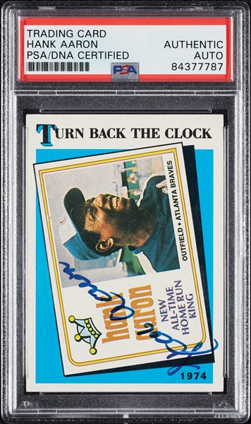 Hank Aaron Signed 1989 Topps Turn Back the Clock (PSA/DNA)