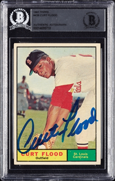 Curt Flood Signed 1961 Topps No. 438 (BAS)