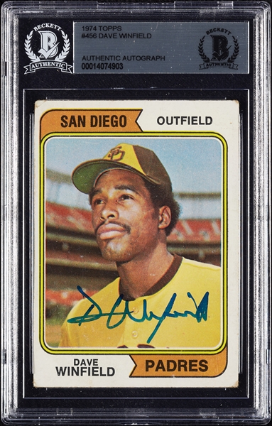 Dave Winfield Signed 1974 Topps RC No. 456 (BAS)